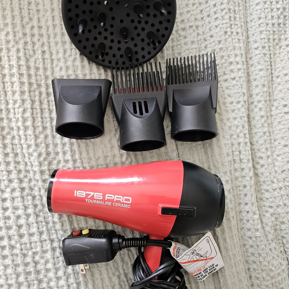 Kiss 1875 Pro Tourmaline Ceramic Hair Dryer - Red and Black